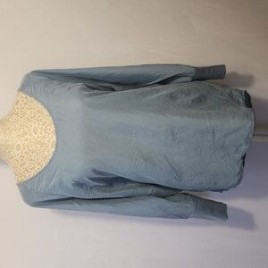 J Jill Women's Powder Blue Long Sleeve High Low Textured 100% Silk Top Size S